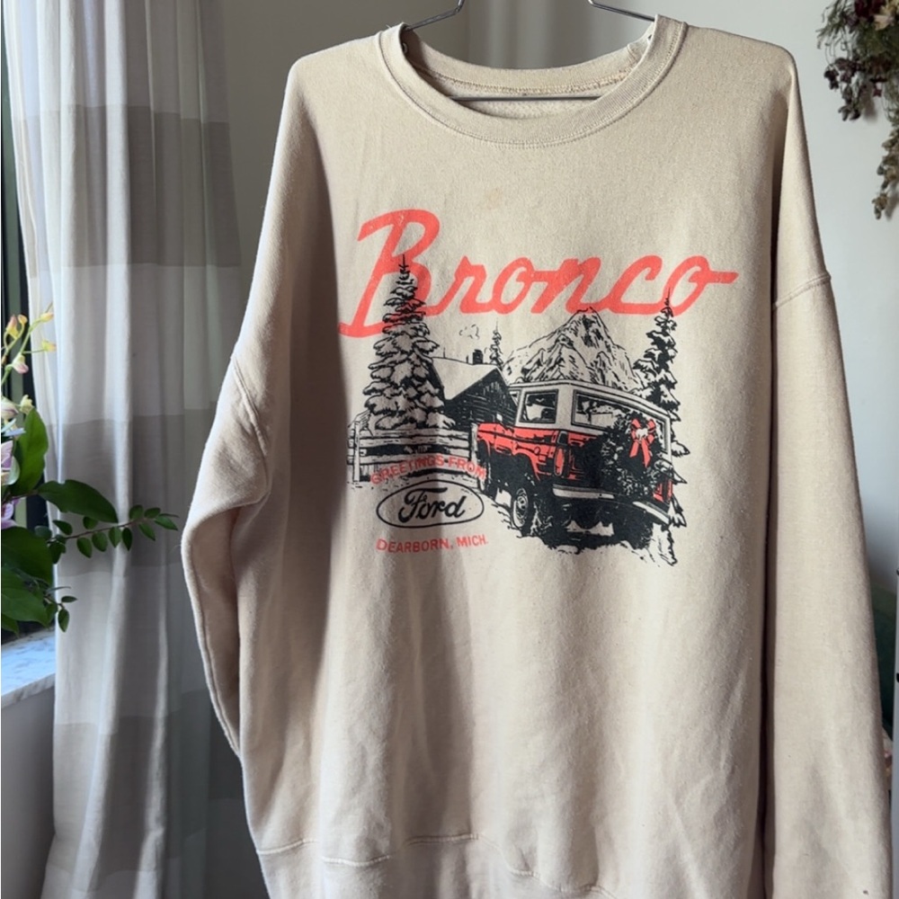 Ford Bronco Tan Sweatshirt with Red Graphic